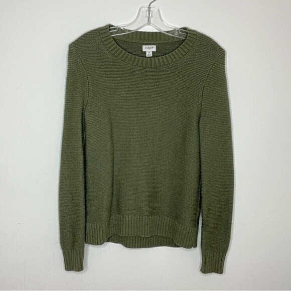 J. Crew Factory green crew neck knit sweater cotton/wool sweater - Picture 5 of 10